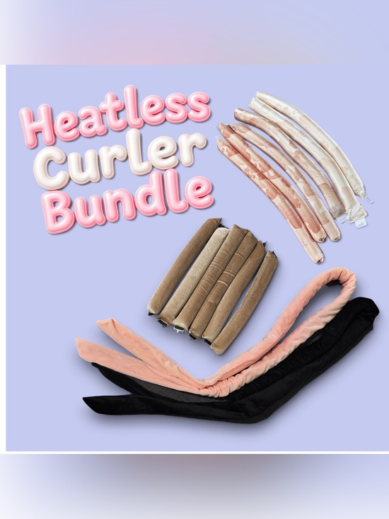 Other - Heatless Curler Bundle 6 Jumbo Velvet Rollers, 6 satin flex rods, 2 hair wraps